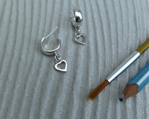Large thumb bracelets silver hoop earrings with hearts